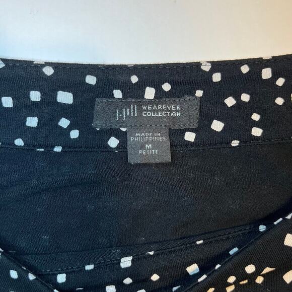 Jjill Wearever Collection Off Shoulder Dot Blouse Black White Size Medium Petite - Picture 3 of 7